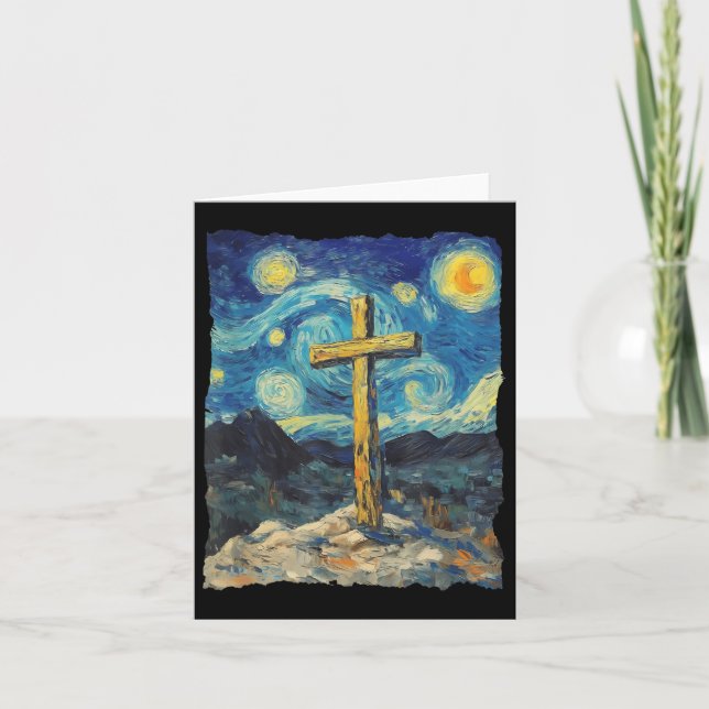 Jesus Kor Van Gogh Stil Starry Night Art Kristus Kort (Framsida)