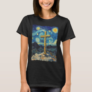 Jesus Kor Van Gogh Stil Starry Night Art Kristus T Shirt