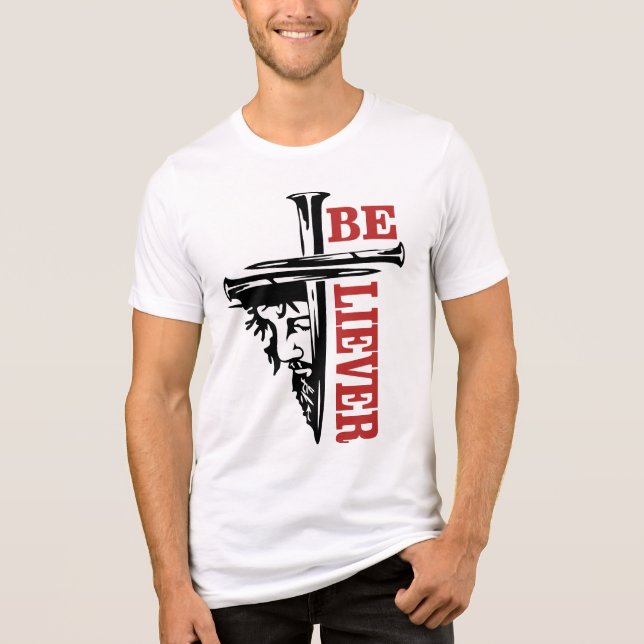 Jesus Kors Nagel Design – Kraftfull Kristendom T Shirt (Framsida)