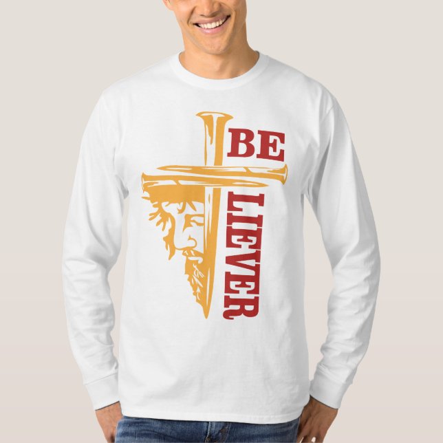 Jesus Kors Nageldesign – Kraftfull Kristendom T Shirt (Framsida)