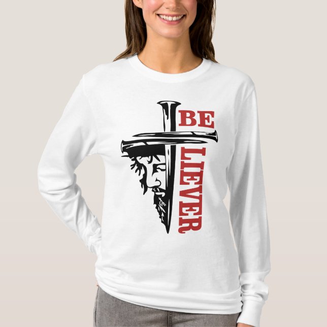 Jesus Kors Nageldesign – Kraftfull Kristendom T Shirt (Framsida)