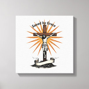Jesus Kors Tro Vintage Gravyr Kristet Linne Canvastryck