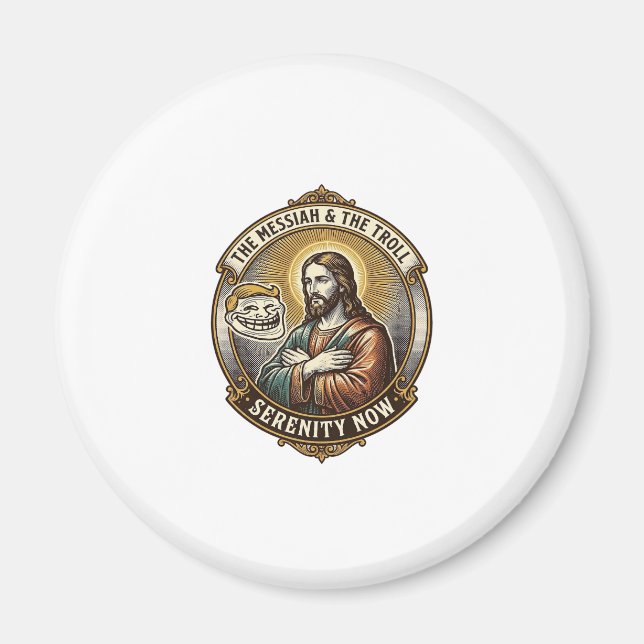 Jesus korsar armar Internet Troll Face Emoji Humor Magnet (Framsidan)
