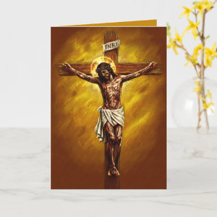Jesus korsfäst Blåsen Påskkort Guld Kort