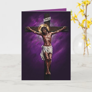 Jesus korsfästes välsignad påskkort lila kort
