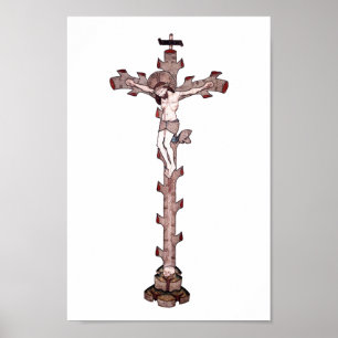 Jesus Kristist Crucifixion embroidery vintage kons Poster