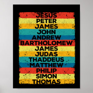 Jesus Kristus 12 Apostles Disciples God jul Poster
