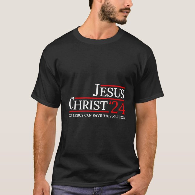 Jesus Kristus 2024 Endast Jesus kan Spara denna na T Shirt (Framsida)