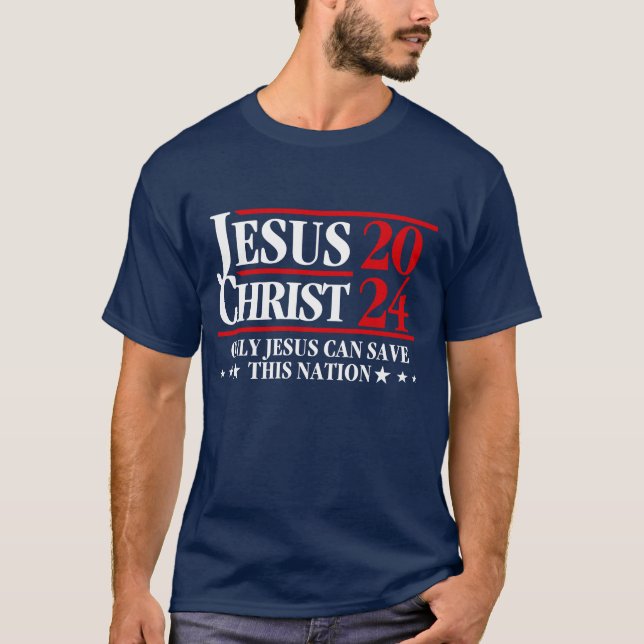 Jesus Kristus 2024 Endast Jesus kan Spara denna na T Shirt (Framsida)