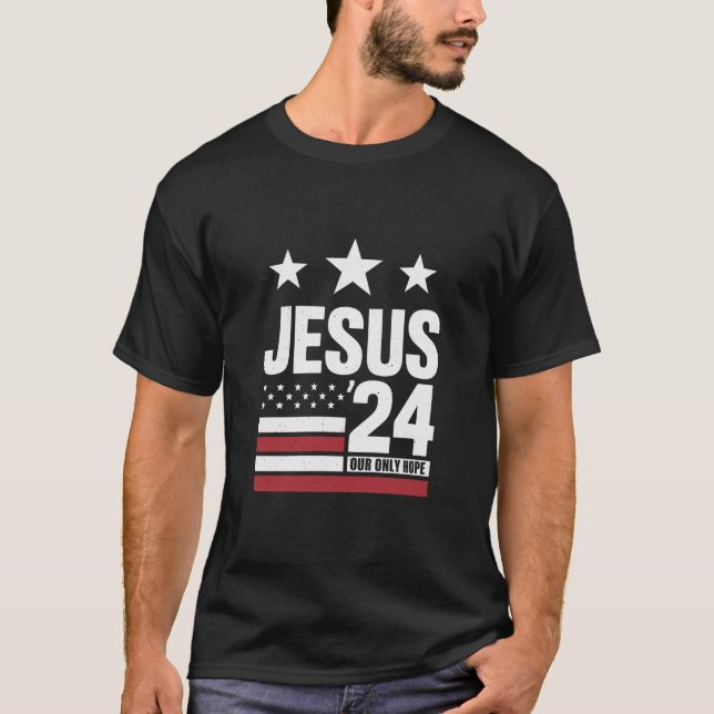 Jesus Kristus 2024 President USA: s valpolitik T Shirt (Framsida)