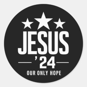 Jesus Kristus 2024 President USA Val Politisk Runt Klistermärke