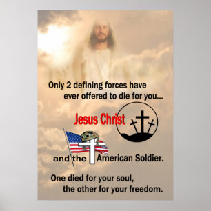 Jesus Kristus & American Soldier 24 tum x 33,6 tum Poster