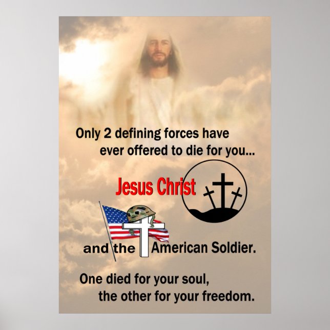 Jesus Kristus & American Soldier 24 tum x 33,6 tum Poster (Framsidan)