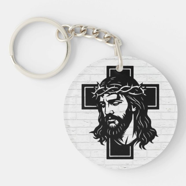 Jesus Kristus Andlig Konst Nyckelring - Religiös N (Framsidan)