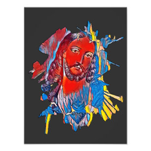 Jesus Kristus Ansikte helig Abstrakt Fototryck