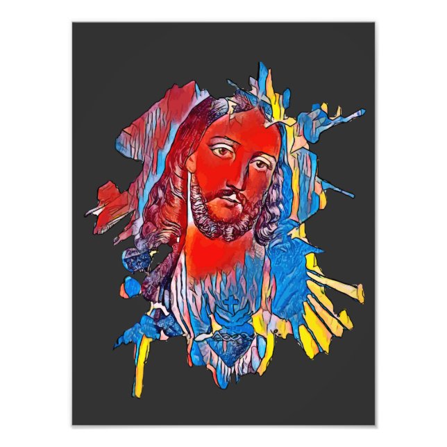 Jesus Kristus Ansikte helig Abstrakt Fototryck (Framsidan)