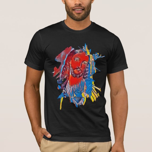 Jesus Kristus Ansikte helig Abstrakt T Shirt (Framsida)