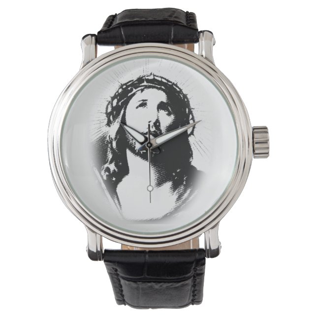 Jesus Kristus Ansikte Stencil Watch Armbandsur (Framsida)