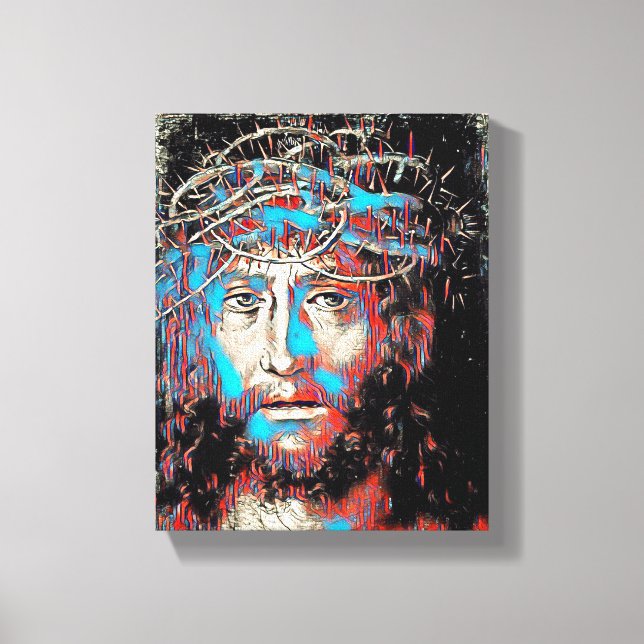 Jesus Kristus ansikte Thorn Krona Abstrakt Painter Canvastryck (Framsida)