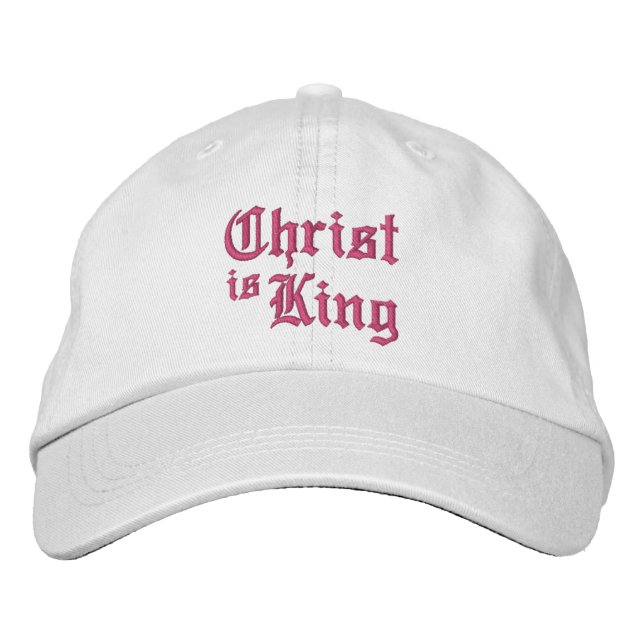 Jesus Kristus är Konung medeltida gotisk typsnitt  Broderad Keps (Framsida)