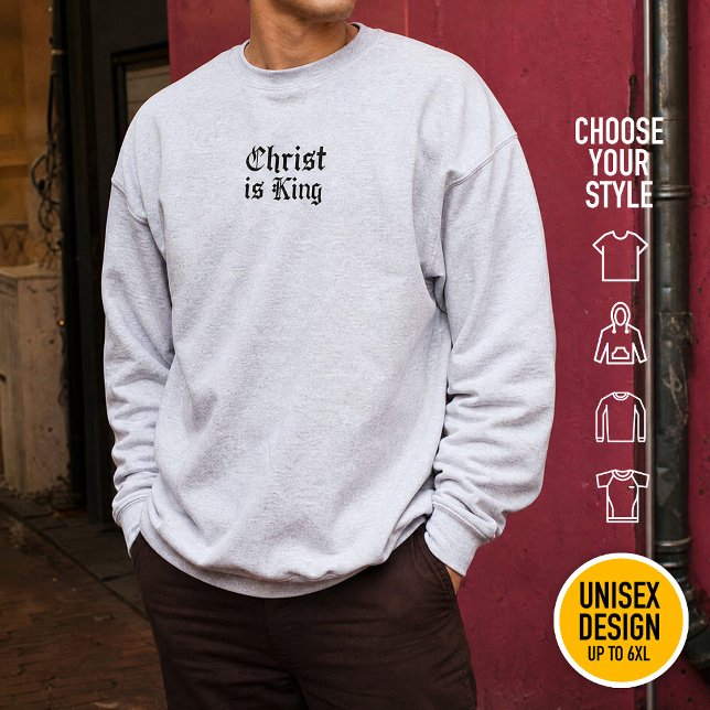 Jesus Kristus Är Kung Gothic Blackletter Grunge Ko Lång Ärmad Tröja (Choose your shirt style & color, for men & women up to 6XL oversized sizes. Lightweight, heavyweight)