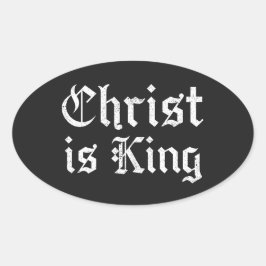 Jesus Kristus Är Kung Gothic Blackletter Grunge Ko Ovalt Klistermärke