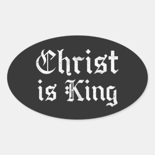 Jesus Kristus Är Kung Gothic Blackletter Grunge Ko Ovalt Klistermärke