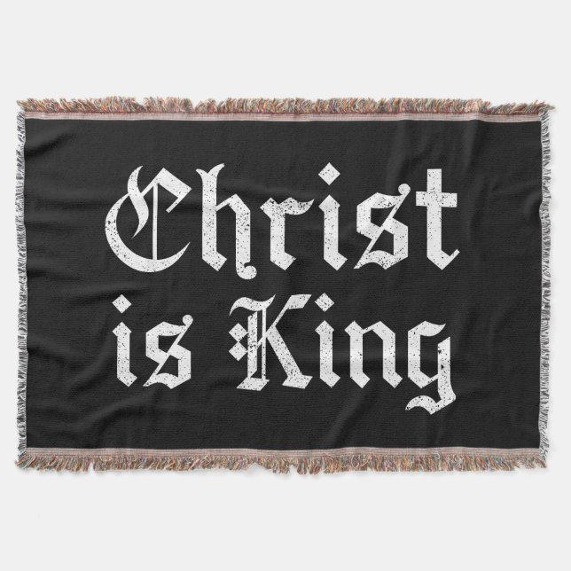 Jesus Kristus Är Kung Gotisk Blackletter Grunge Ko Filt (Framsidan)