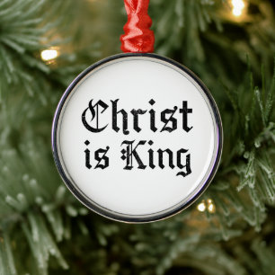Jesus Kristus Är Kung Gotisk Blackletter Grunge Ko Julgransprydnad Metall