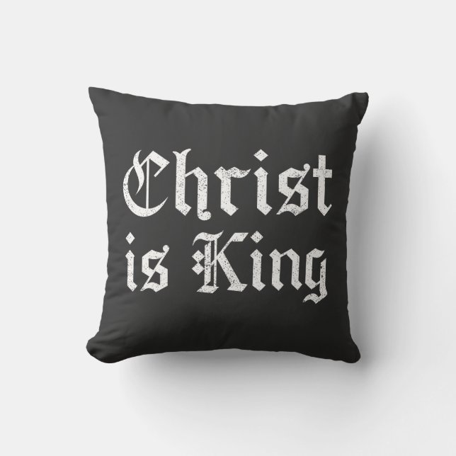 Jesus Kristus Är Kung Gotisk Blackletter Grunge Ko Kudde (Framsida)