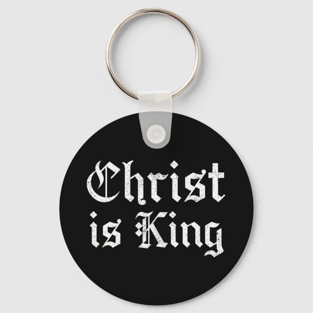 Jesus Kristus Är Kung Gotisk Blackletter Grunge Ko Nyckelring (Framsida)