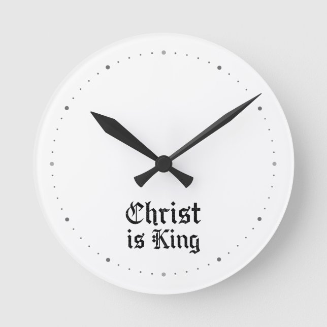 Jesus Kristus Är Kung Gotisk Blackletter Grunge Ko Rund Klocka (Framsida)