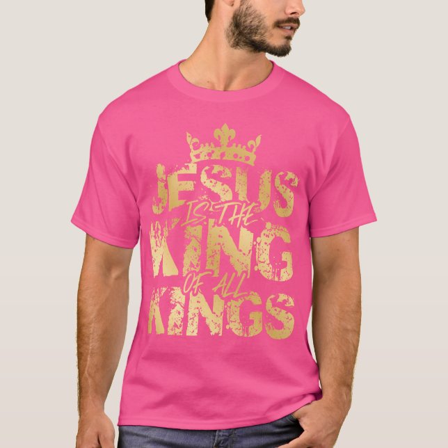 Jesus Kristus är Kung Guld Bible Verse Faith Commu T Shirt (Framsida)