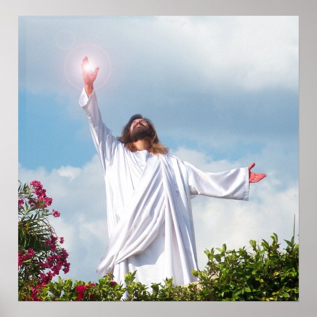 Jesus Kristus Ascending to Heaven Christian Art Gu Poster (Framsidan)