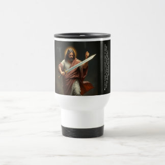 Jesus Kristus återvänder med en svärd resemugg