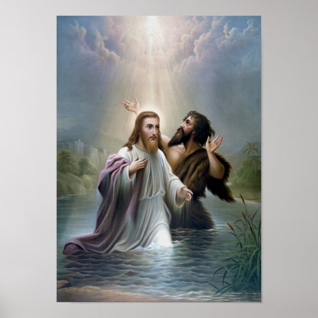 Jesus Kristus Baptism av John Baptist Poster (Framsidan)