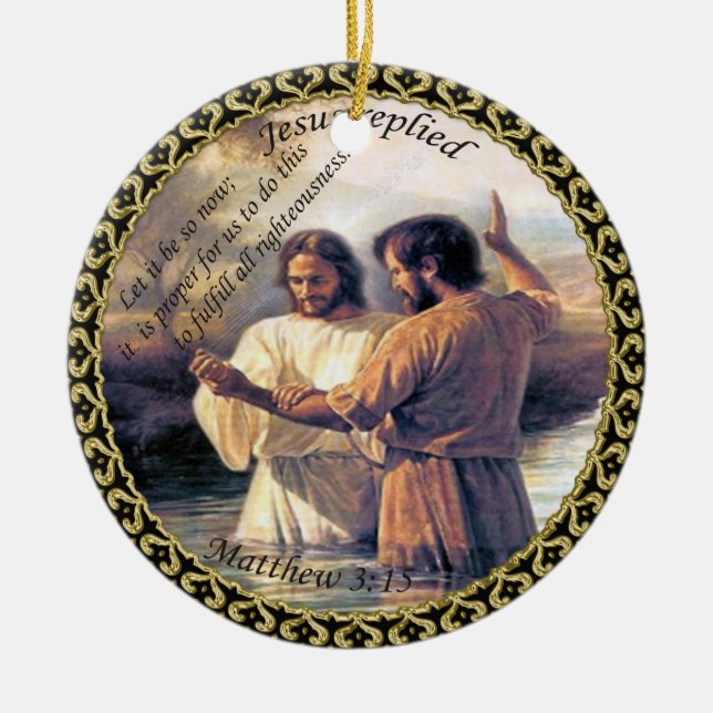 Jesus Kristus Baptism bild ett Julgransprydnad Keramik (Framsidan)