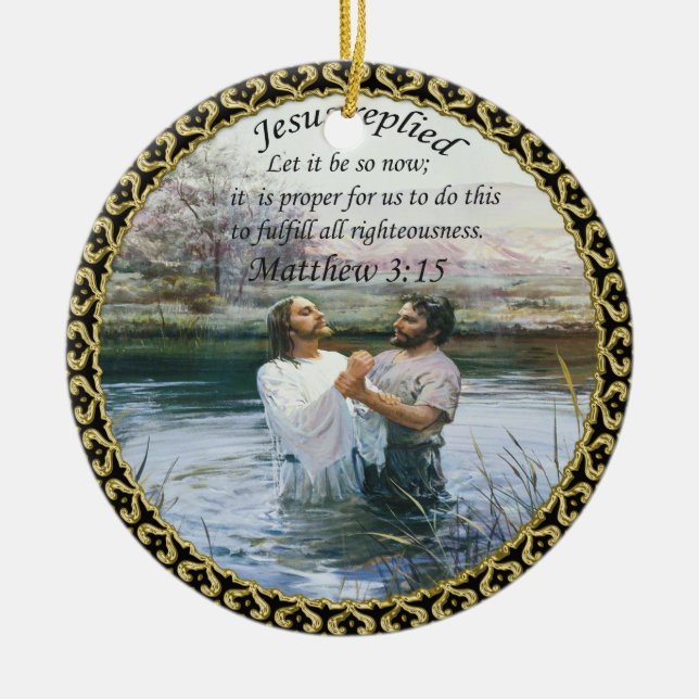 Jesus Kristus Baptism bild två Julgransprydnad Keramik (Framsidan)