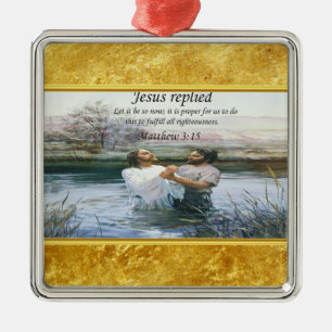 Jesus Kristus Baptism bild två Julgransprydnad Metall
