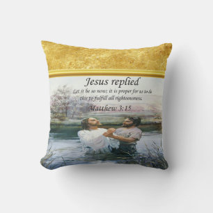 Jesus Kristus Baptism bild två Kudde
