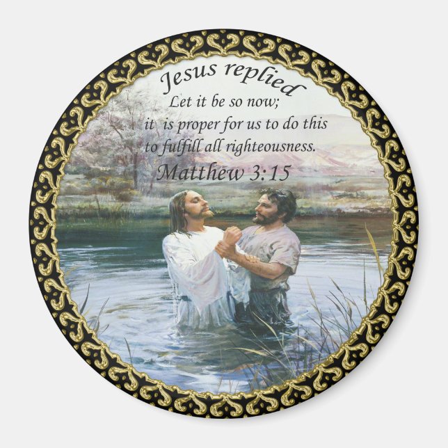 Jesus Kristus Baptism bild två Magnet (Framsidan)
