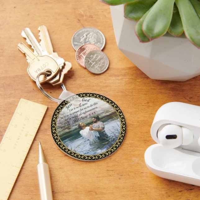 Jesus Kristus Baptism bild två Nyckelring (Skrivbord)