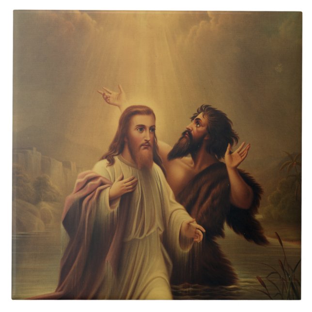 Jesus Kristus baptism Kakelplatta (Framsidan)