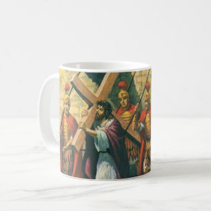 Jesus Kristus bärande korset till sin korsfästelse Kaffemugg