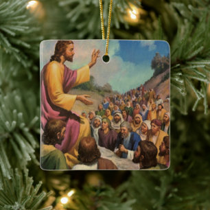 Jesus Kristus Bergspredikan, Vintage Religion Julgransprydnad Keramik