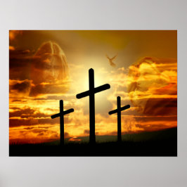 Jesus Kristus Blsed Virgin Mary Dove Calvery Poster