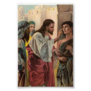 Jesus Kristus botar den blinde mannen Fototryck