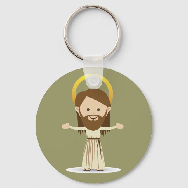 Jesus Kristus Button Keychain Nyckelring (Framsida)