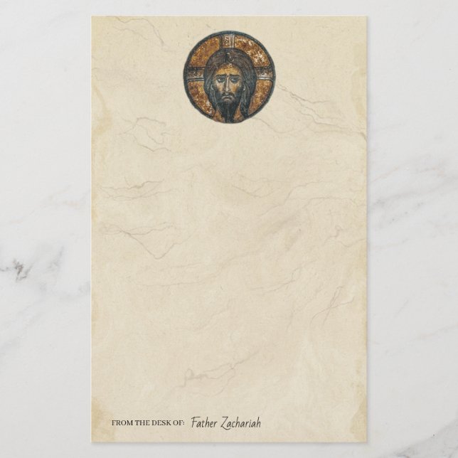 Jesus Kristus Byzantine Ortodox Christian Icon Brevpapper (Framsida)