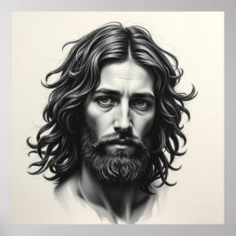 Jesus Kristus - Charcol Art Porträtt Poster